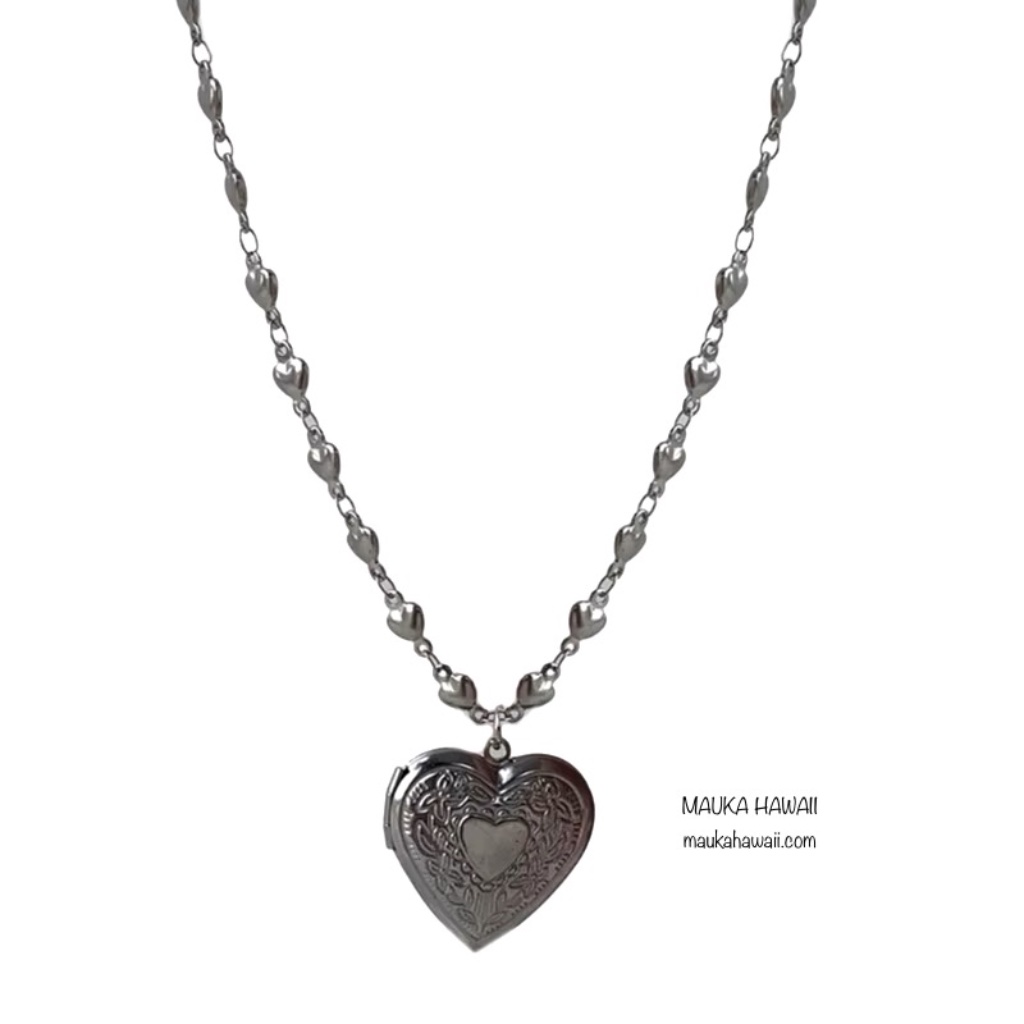 Love Links Heart Opening Open Thin Retro Locket & 20 Inch Hearts Link Chain